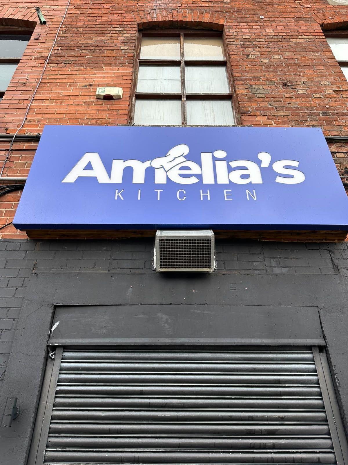 Café sign and roller shutter
