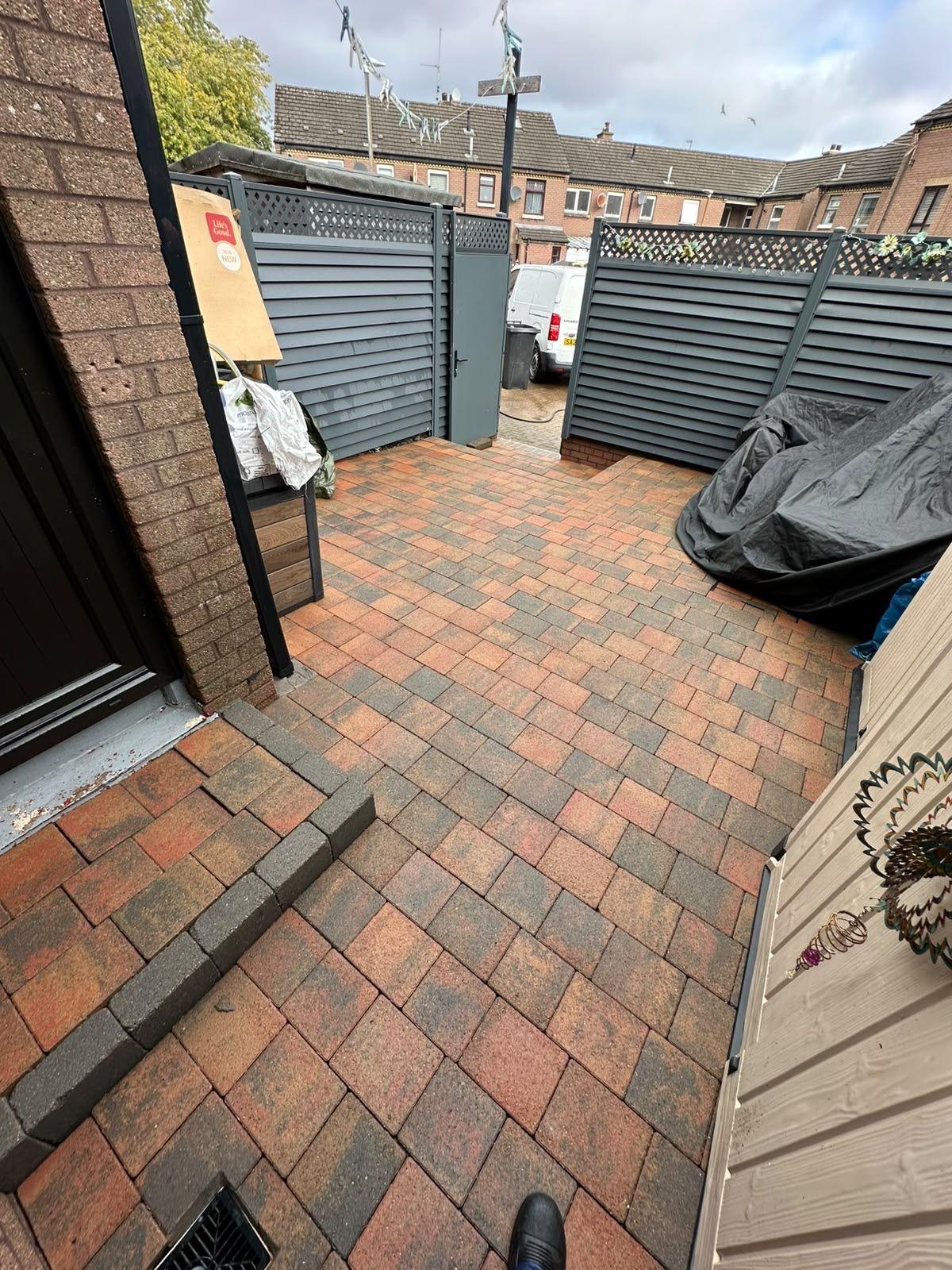 Back yard block paving